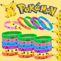 12pcs Pokemon Bracelet Anime Action Figures Pikachu Charmander Children Cartoon Silicone Wristband Bracelets Party Cosplay .