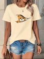 Kawaii Bear Print Short Sleeve Printed T Shirt  Clothing Women's T-Shirt Harajuku Graphic Clothing Women's Top Tee. 