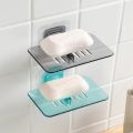 Transparent Soap Rack No Drilling Wall Mounted Layer Soap Holder Soap Sponge Dish Bathroom Accessories Soap Dishes Self Adhesive. 