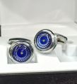 Round blue cufflinks with stone new design studs for mens and boys. 