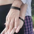 Creative Titanium Steel Bangle No Magnetic Man Charm Masculinity Leather Bracelet Stainless Steel Magnetic Buckle Punk Bracelet. 