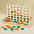 4 in a Row Wooden Board Game - 2-Player Travel-Friendly Strategy Game Classic Family Fun & Portable Foldable Set.