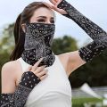 2PCS Sunscreen Set Breathable Cooling Arm Cover and Neck Scarf Cycling and Outdoor Special Ice Sleeve Hoodie.
