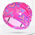 Women Fabric Swim Caps Swimming Pool Water Sports Bathing Pleated Cap Hat Long Hair Nylon Turban Elastic Adults Flowers Printed.