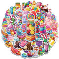 50PCS Rainbow Candy Creative Stickers Painting Aesthetic Cute Style Retro Laptop Scrapbooking Luggage Graffiti Waterproof Decals.