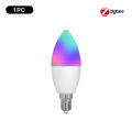 MOES Zigbee LED Light Bulb E14 Candle Lamp Smart 5W RGBCCT 2200-6500K Dimmable  Tuya Alexa  Voice Control. 