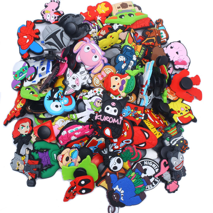 20-300Pcs Random Mixed Cartoon Disney Sanrio Pokmon Shoe Charms Clogs Shoe Accessories DIY Shoe Decoration Buckle Wholesale Gift