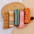 HappyFlute New Print 5Pcs/set 60*60CM Soft Muslin Swaddle Feeding Burp Cloth Newborn Pure Cotton Baby Face&Hand Wash Wipe.