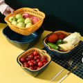 Vegetable and Fruit Washing Basin Has 2 Layers, Used for Washing (Assorted Colors), Designed to Be Used in a Convenient Way. There Are Drainage Holes at the Bottom *Ready to Ship. 