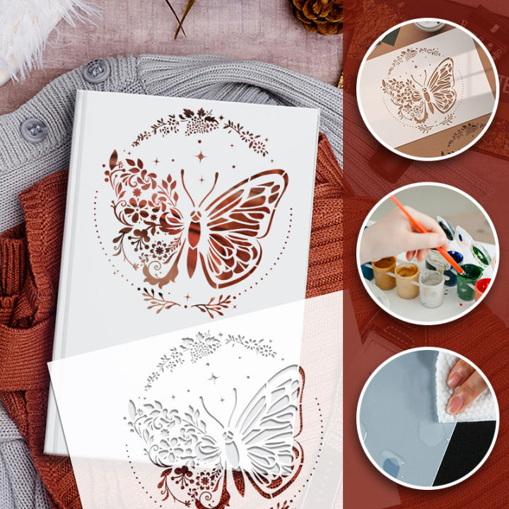 YOMDID%201pc%20Butterfly%20Flower%20DIY%20Graffiti%20Template%20Reusable%20Butterfly%20Pattern%20Painting%20Hollow%20Decoration%20Stencil%20Craft%20Supplies%20-%20Image%204