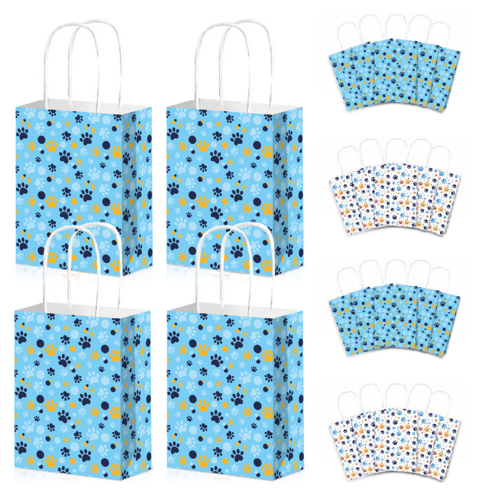 12 Blue Dog Birthday Party Favor Bags Dog Bags Bulk with Handles Merchandise Bags Goodie Candy Bags for Kids Birthday Party