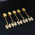 6 pieces of rhinestone butterfly design spoon combination set, coffee spoon, dessert fruit spoon, festive dinner table spoon..