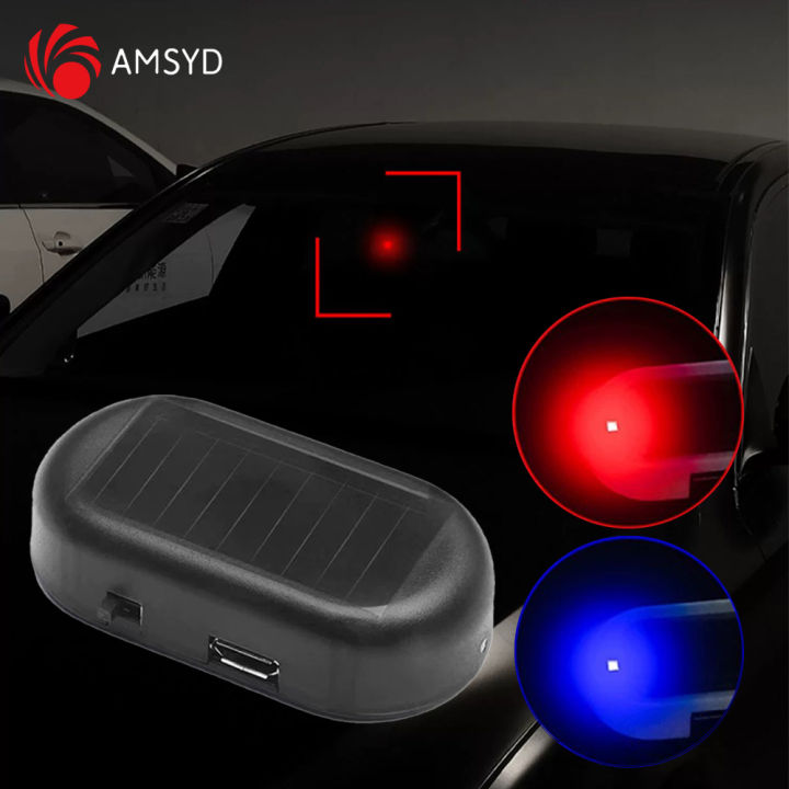 2PCS Car Fake Security Light Solar Powered Simulated Dummy Alarm ...