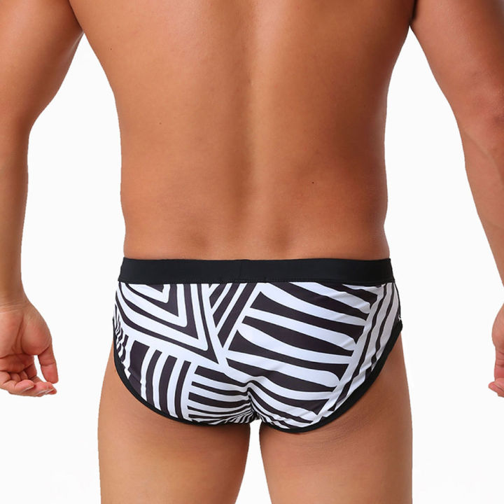 UXH%20Men's%20Swim%20Briefs%20beach%20pants%20Surfing%20bathing%20%20Surfboard%20Black%20strips%20Swimwear%20Pad%20Removed%20Push-up%20Swimming%20swimsuits%20-%20Image%203