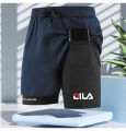 Men’s Double Layer Athletic Shorts Quick Dry Swim Trunks with Inner Liner Drawstring Breathable Sports Beach Running Pants.