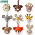 Handmade Crochet Animal Pendant Wooden Baby Play Gym Mobile Rattle Newborn Sensory Pendant  Handmade Stroller Accessories. 