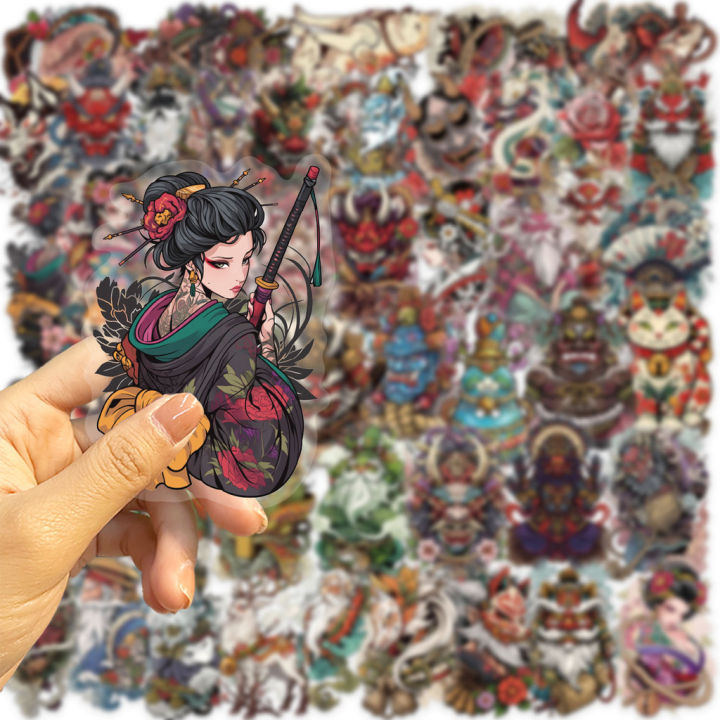 50pcs%20Transparent%20Japanese%20Tattoo%20Art%20Stickers%20-%20Waterproof%20PET%20Decals%20for%20Scrapbooking,%20Guitar%20&%20Laptop%20Decoration%20-%20Image%204