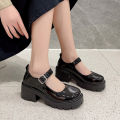 Black Ankle Buckle Platform Pumps Women Japanese Style Patent Leather Mary Jane Shoes Woman Punk Thick Heels Lolita Shoes Mujer.