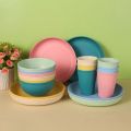 Wheat Straw Dinnerware Set Eco-friendly Safety Plates Cups Bowels Home Party Tableware Set Outdoor Camp Candy Colour Gift. 