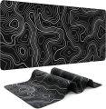 Black and White Mouse Pad Topographic Contour Large Mousepad Xxl Gaming Accessories Overlock Mouse Mat Computer  Desk Mat. 