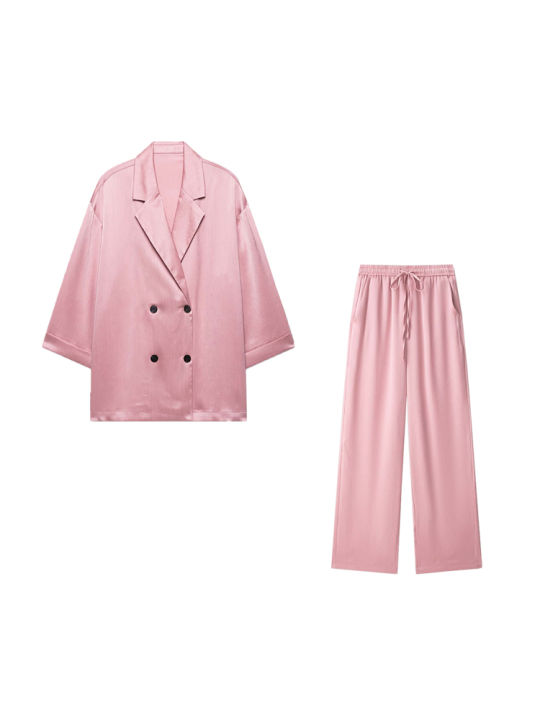 Women's%20Double-Breasted%20Loose%20Blazer%20Coat%20and%20High%20Elastic%20Waist%20Wide%20Leg%20Pants,%20Female%20Two%20Piece%20Sets,%20Fashion%20-%20Image%205