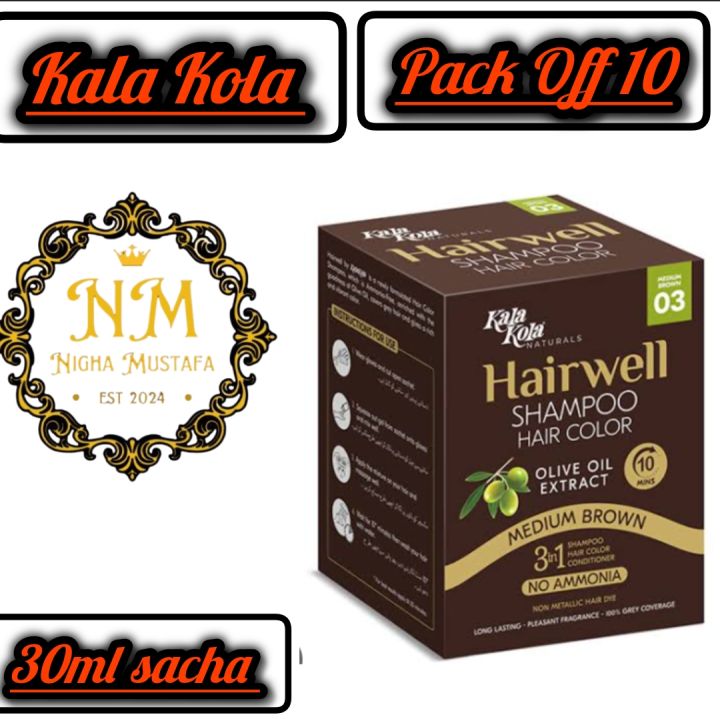 Kala Kola Hair Colour Shampo 03 Medium Brown Pack Off 10 30ml.