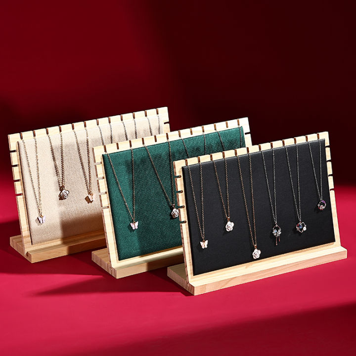 Fashion%20Bamboo%20Wood%20Square%20Necklace%20Display%20Stand,%20Premium%20Bamboo%20Material%20with%20Velvet%20&%20Leather%20Surface,%20Scratch-Protection%20Jew%20-%20Image%204