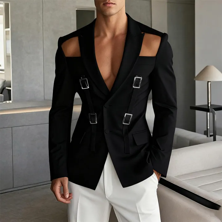 Men's%20Hollowed-out%20Chic%20Suits%20Blazer%20Textured%20Metal%20Buckle%20Solid%20Color%20Long%20Sleeve%20Jackets%20Popular%20Slim-fit%20Performance%20Costumes%20-%20Image%205