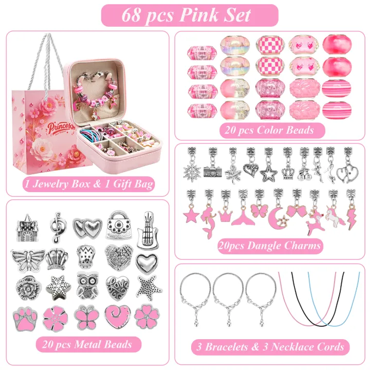 68pcs%20pink%20beaded%20jewelry%20set,%20charm%20bracelet%20making%20set%20with%20pink%20jewelry%20box,%20for%20birthday,%20Christmas,%20Chinese%20New%20Year%20jewelr%20-%20Image%202