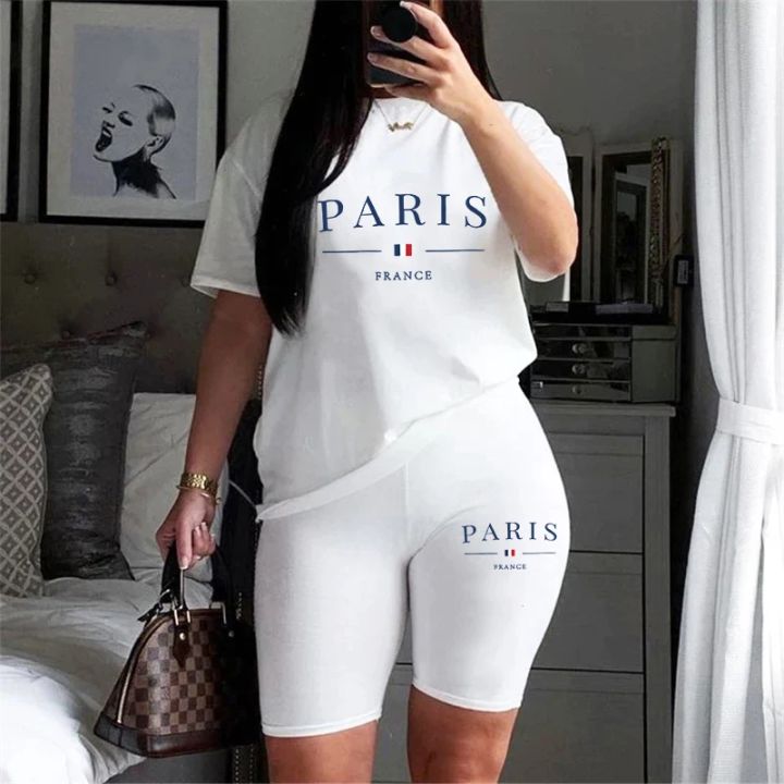 Hot Sales Women O-Neck Clothing Shorts Casual Women's Tracksuit Summer Woman Two Piece Sets T-Shirts Matching Suit Short Sleeve