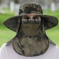 Anti-UV Wide Brim Sun Hat With Face Mask Adjustable Agricultural Work Hat Outing Hiking Fisherman Hat Breathable Beach Bucket. 