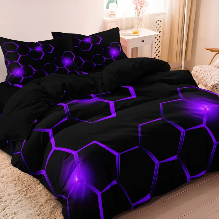 3pcs%20Geometric%203D%20Hexagonal%20Honeycomb%20Pattern%20Duvet%20Cover%20Set,%20Digital%20Print%20Colorful%20Polyester%20Bedding%20with%20Zipper%20Closure%20-%20Image%205