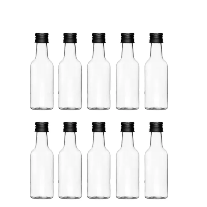 10Pcs%20Mini%20Liquor%20Bottles%2050ml%20Plastic%20Spirit%20Bottles%20Silver/%20Gold/%20Black%20Caps%20Alcohol%20Shot%20Bottles%20-%20Image%202