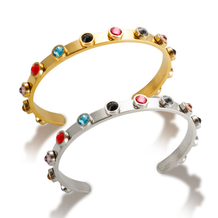 New%20Fashion%20Stainless%20Steel%20Gold%20Plated%20Colorful%20Birthstone%20Bracelet%20Cubic%20Zirconia%20Cuff%20Bangle%20for%20Women%20Wedding%20Party%20Jewelry%20-%20Image%205
