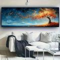 Large size Abstract Canvas Poster Red Yellow Tree of Life Wall Art Print Painting Pictures for Modern Living Room Bedroom Decor. 