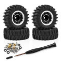 0.7 RC Crawler Tires OD 1.57'' 1/30 Soft  All Terrain Tyres Beadlock Wheels Rims for 1:30 1/32 Rock Mud Car Axial SCX30. 