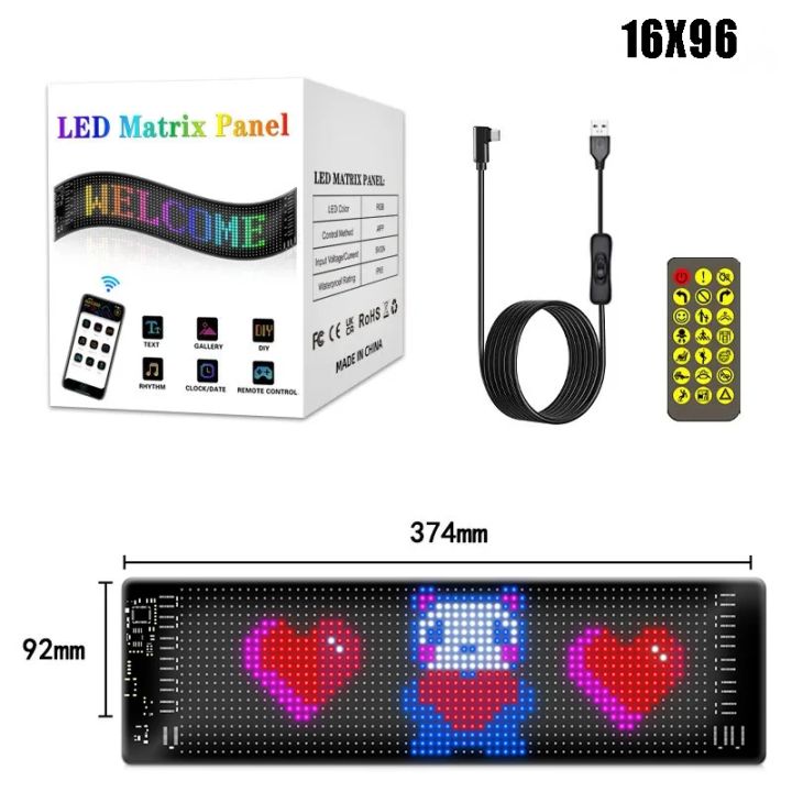 LED Matrix Pixel Panel, Scrolling LED Sign APP USB 5V Flexible ...