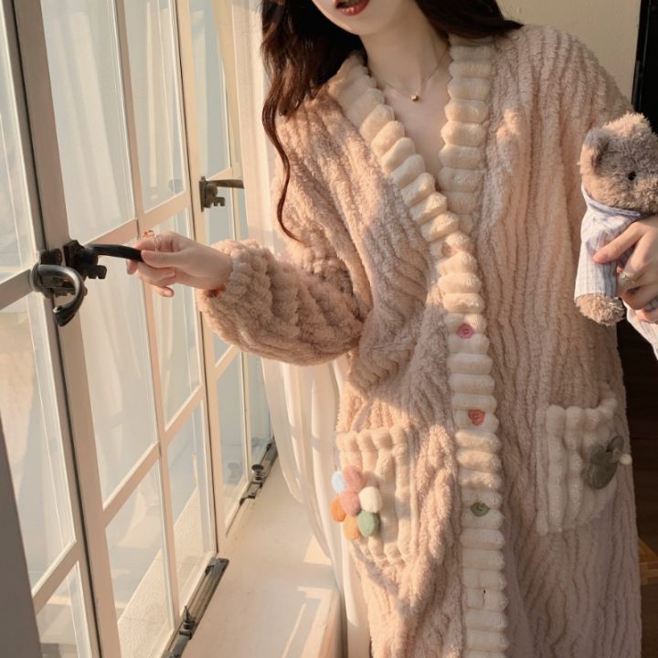 1pcs%20Coral%20Velvet%20Rainbow%20Flower%20Bathrobe%202025%20New%20Winter%20Loose%20Warm%20Cute%20Long%20Sweet%20Cardigan%20Home%20Wear%20Pajamas%20-%20Image%206
