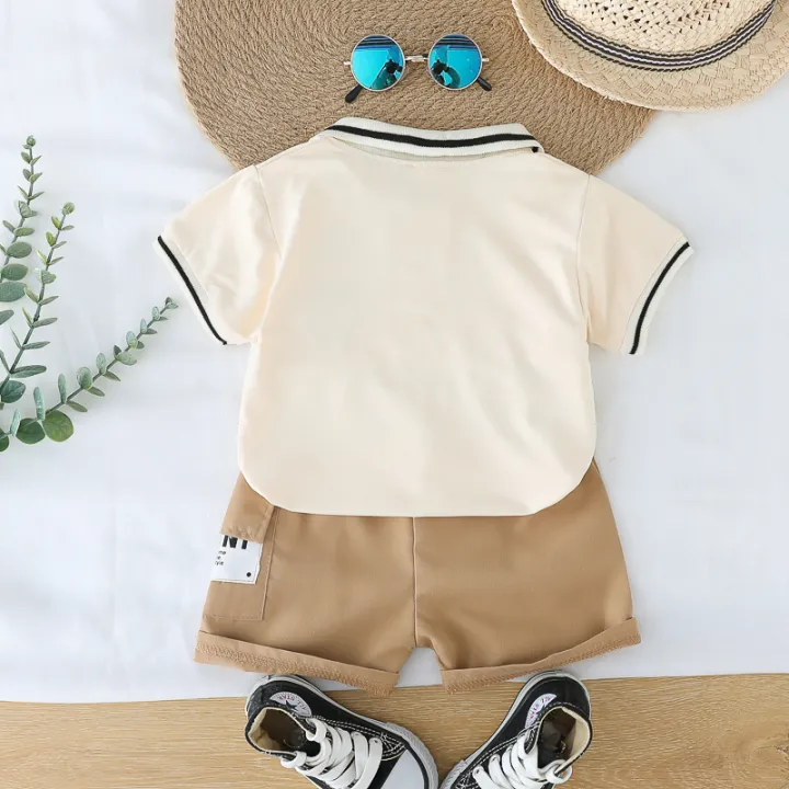 Summer%20cartoon%20bear%20turn-down%20coll%20Summer%20cartoon%20bear%20turnar%20short-sleeved%20shirt%20and%20shorts%20set%20for%20infants%20and%20young%20children%20-%20Image%202