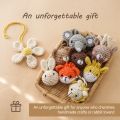 Handmade Crochet Animal Pendant Wooden Baby Play Gym Mobile Rattle Newborn Sensory Pendant  Handmade Stroller Accessories. 