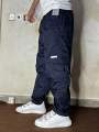 Baggy cargo trousers for men - lightweight fabric - dark blue colour. 