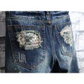 Summer Men's Knee-length Ripped Denim Shorts Hip-hop High Street Slim Straight Short Jeans Male Retro Fashion Casual Shorts. 