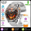 LIGE New Ultra 1000mAh Battery Smart Watch Men LED Flashlight Heart Rate Health Monitor Waterproof Compass Men Smartwatch Sports.