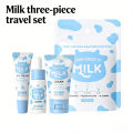 LAIKOU Milk Skincare Travel Set 3pcs Niacinamide Hyaluronic Acid Face Serum Eye Cream Face Cream Moisturizing Glowing Skin Care.