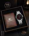 Combo Pack 2 In 1 Men Fashion Steel NAVIFORCE Watch And Lacoste premium wallet or chain combo set best quality and offer price. 