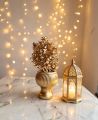 Luxury Golden Artificial Plant with Vertical Ribbed Chalice Pot -Elegant Miniature Golden Potted Shrub with Textured Goblet Vase for TV Console, Side Table, Luxury Room Decoration Accent. 
