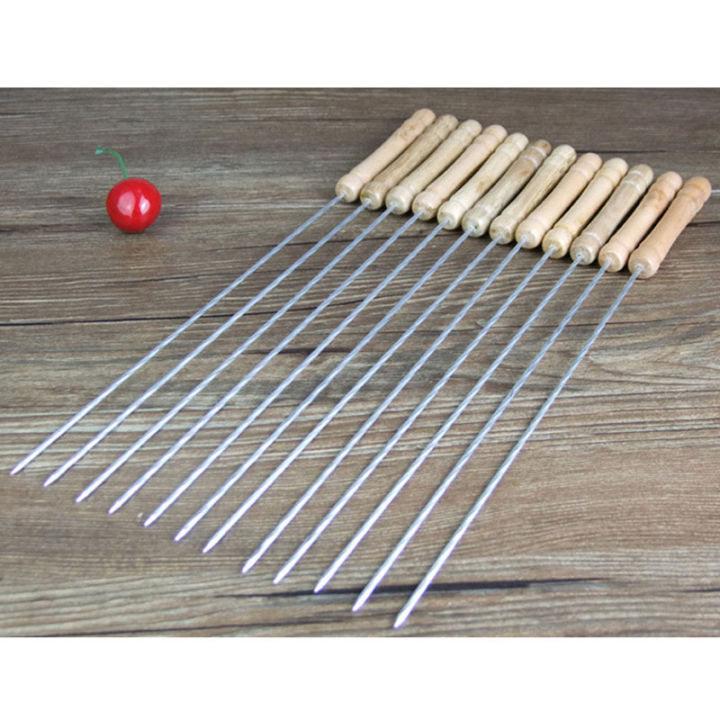 BBQ Barbecue Clip set Skewers 30cm Stainless steel + wood Needle Utensil rust resistant Pins BBQ Accessories Outdoor