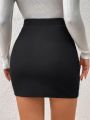 European and American Spring, Summer and Autumn Solid Color Casual Pleated Skirt. 