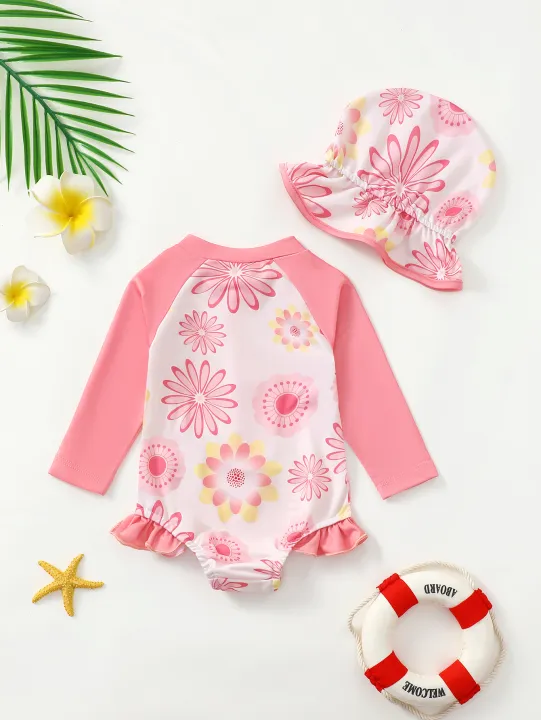 Baby%20Girl%20Summer%20Cute%20Flower%20Long%20Sleeve%20Onesie%20Swimsuit%20with%20Sun%20Hat%20Infant%20Swimming%20Suit%20with%20UV%20Protection%20-%20Image%202