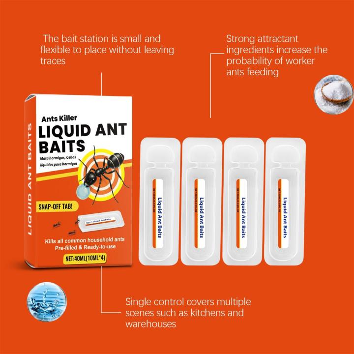 Liquid Ant Baits 4 x 10ml Ant Stations Reduce and Remove Colonies Pet ...
